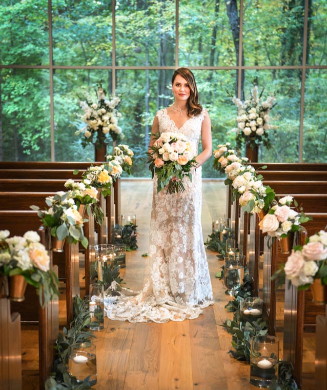 | The Guest House at Graceland Graceland's Chapel In The Woods - Bride In Aisle